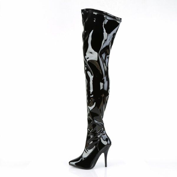 Pleaser Seduce-3000 5 Inch Heel Thigh High Boot Black Patent