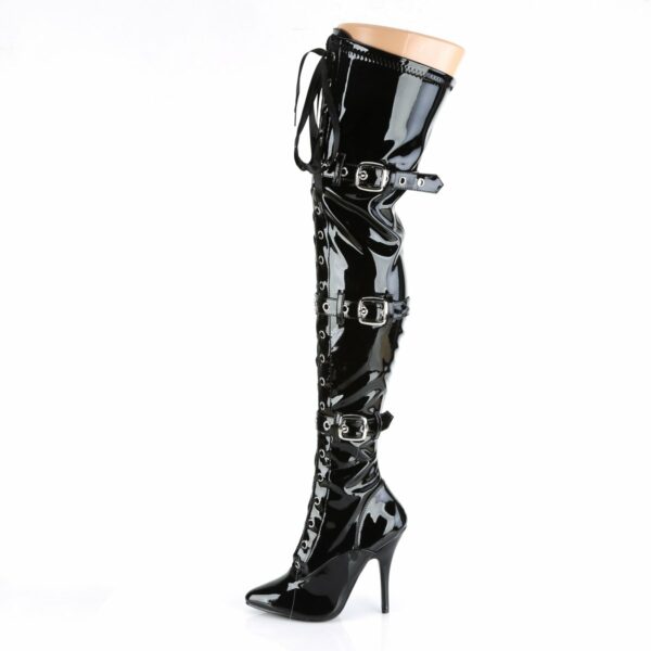 Pleaser Seduce-3028 Thigh High Lace up Buckle Boot