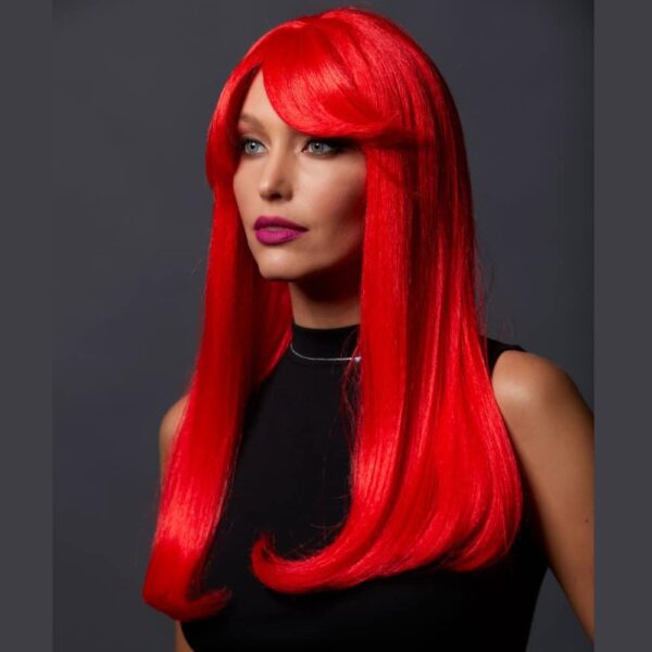 kelly red ruby long bang straight wig