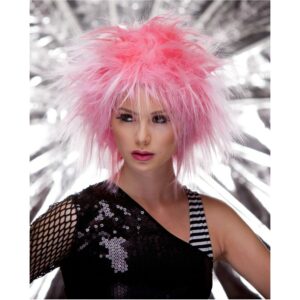 new punk pink haze spikey rock and roll wig