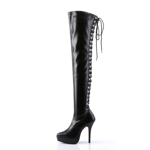 Devious Indulge-3063 Thigh High Lace Up Back Boot