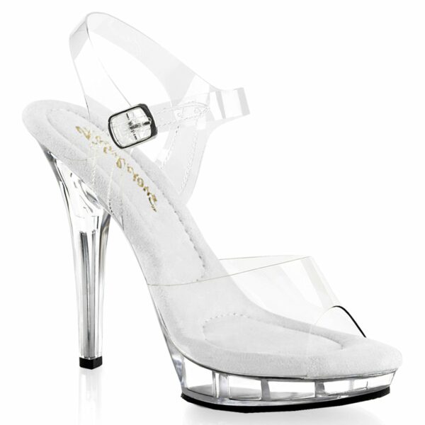 Fabulicious Lip-108 Clear Ankle Strap Sandal
