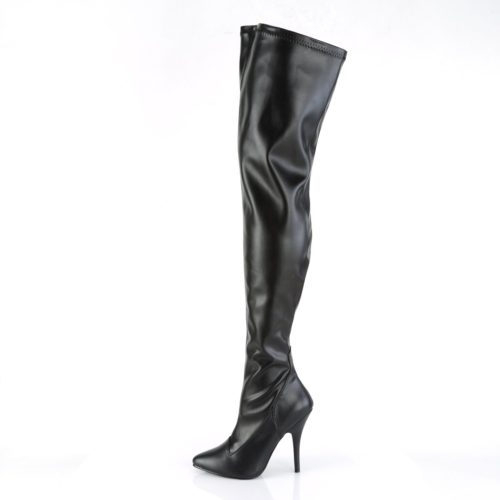 Pleaser Seduce-3000 5-Inch Heel Thigh High Boot Black Faux Leather