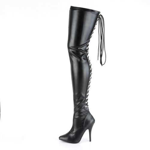 Pleaser Seduce-3063 Lace up Thigh High Plus Size Boots Crotch Boot Crossdresser