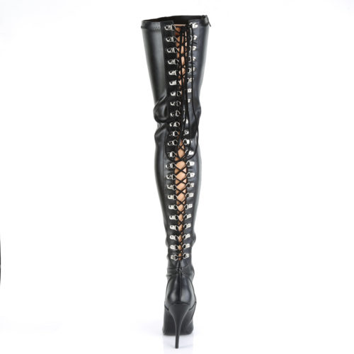 Pleaser Seduce-3063 Lace up Thigh High Plus Size Boots Crotch Boot Crossdresser