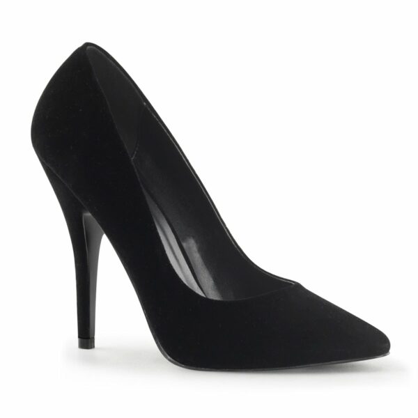 Pleaser Seduce-420 Black Velvet High Heels for Men Crossdresser Pump Stiletto