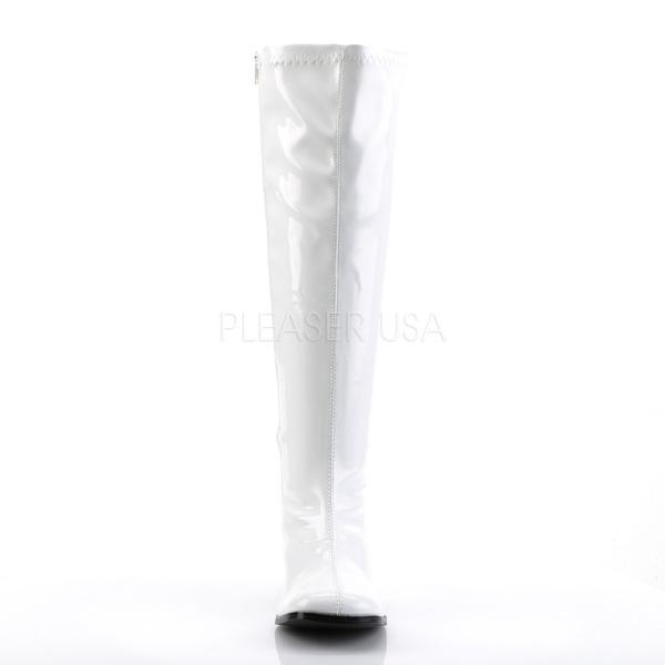Funtasma Gogo-300WC Wide Calf 3" Block Heel Gogo Boot White Patent