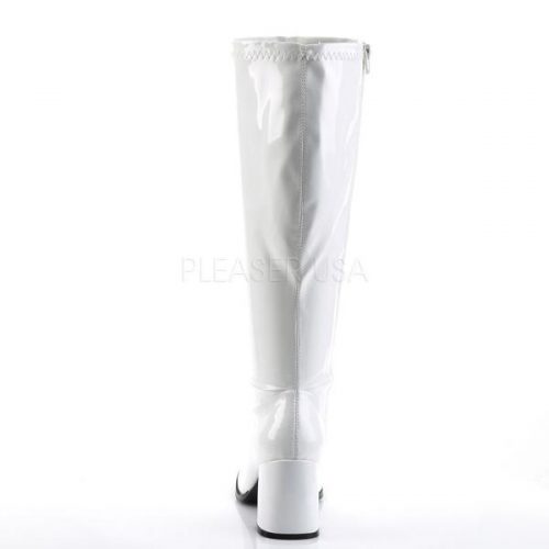 Funtasma Gogo-300WC Wide Calf 3" Block Heel Gogo Boot White Patent