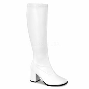 Funtasma Gogo-300WC Wide Calf 3" Block Heel Gogo Boot White Faux Leather