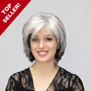 Noriko Sky Large Cap Synthetic Hair Flattering Layered Bob Wig in Silver Stone