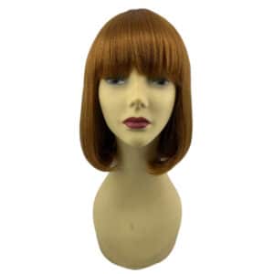 party page strawberry blonde orange wig with bangs bob retro mature hair high quality short styled wig