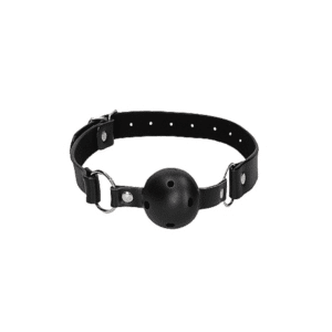 ouch ball gag with leather strap breathable ball gags sensory play bondage bdsm submissive gagged