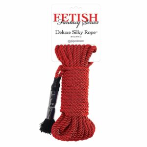 fetish fantasy pipedream deluxe silk rope red bondage bdsm Japanese shibari restraints tied up hog tie