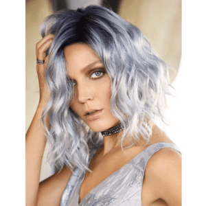 evanna pastel blue grey pretty wavy medium short with face framing high quality crossdressers transgender women men hair loss cancer alopecia