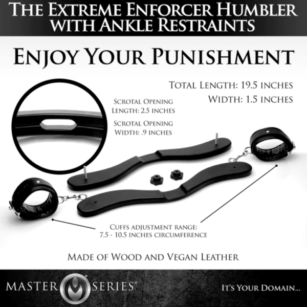 master series the humbler extreme enforcer wood and vegan leather cbt cock and ball torture ball stretcher ass exposed