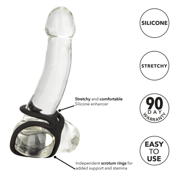 calexotics silicone ball spreader black cbt chasity cock and ball torture trap blood flow longer erections harder dick