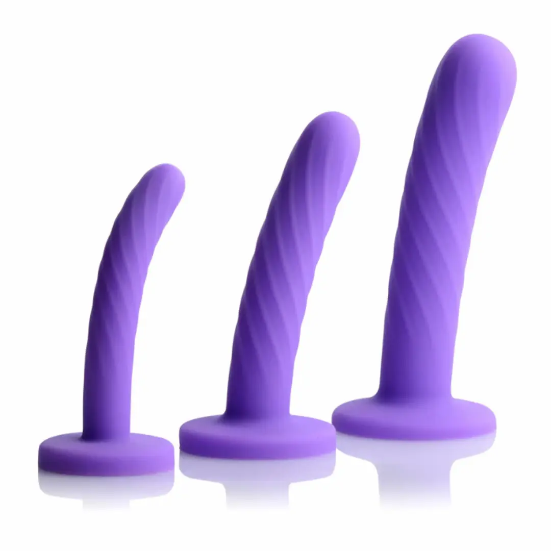 Explore Sensation with 3 Piece Purple Silicone Dildo Set