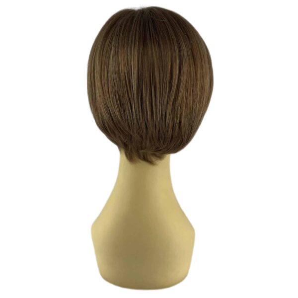 audrey spring honey brown light highlights short mature synthetic fiber high quality bangs wigs for crossdressers transgender women men sissy crossplay cosplay hair loss alopecia cancer