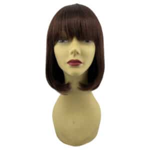 party page dark auburn synthetic fiber wig with bangs bob retro haircut crossdresser transgender crossplay cosplay high quality low price wigs