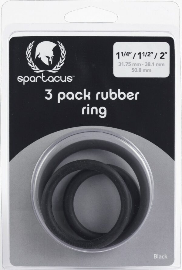 Spartacus Black Rubber Cock Rings 3 Pack BSPR-14