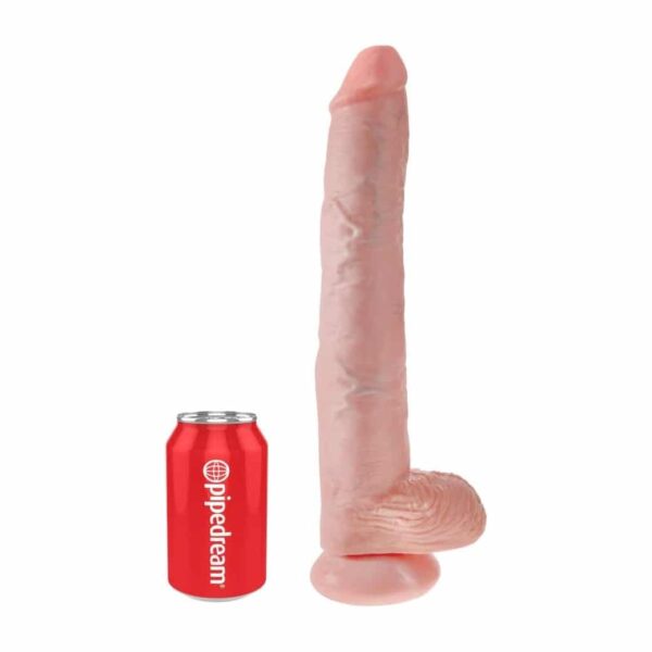 king cock dildo with balls flesh colored vanilla 14 inches strap on sex toy suction cup realistic penis