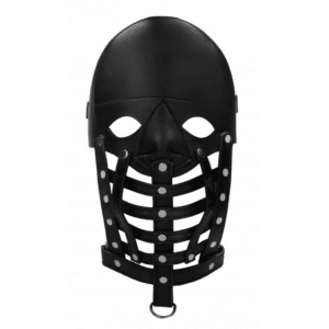 ouch pain leather cage mask real genuine leather breathable hood bdsm bondage sensory play