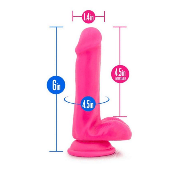 neo 7.5in dual density cock with balls neon pink suction cup strap on compatible dong cock dildos realistic