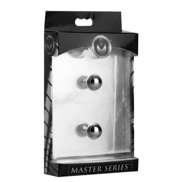 master series magnus xl magnetic orbs silver magnents nipple play pinching strong connection sensitive skin stimulation squeeze