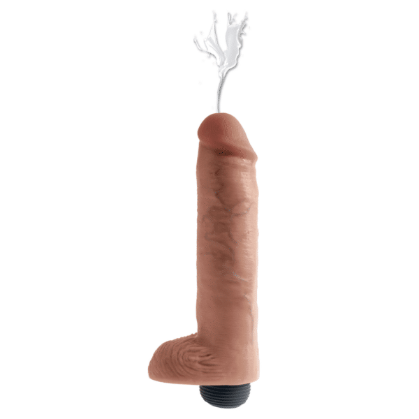 king cock 10 inch squirting dildo tan cum play strap on harness realistic veiny bally wrinkled