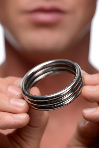 Master Series Echo Tripe Band Steel Cock Ring AD 129