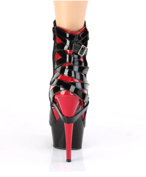 delight-1012 Pleaser dancer shoes boots booties ankle black red