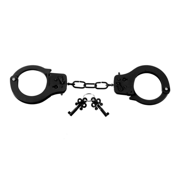 fetish fantasy designer metal handcuffs black sexy cop roleplay restraints bondage bdsm kinky kink robber