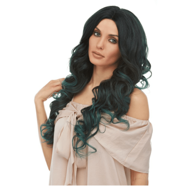 saga emerald black long curly high quality heat resistant wig with lace front crossdressers transgender cosplay crossplay