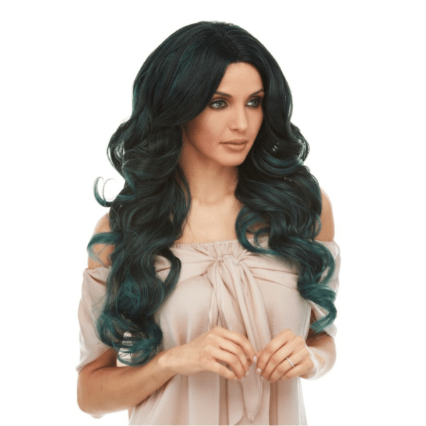 saga emerald black long curly high quality heat resistant wig with lace front crossdressers transgender cosplay crossplay