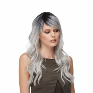 Urban grey steel nite long waavy wig pretty dark roots heat resistant
