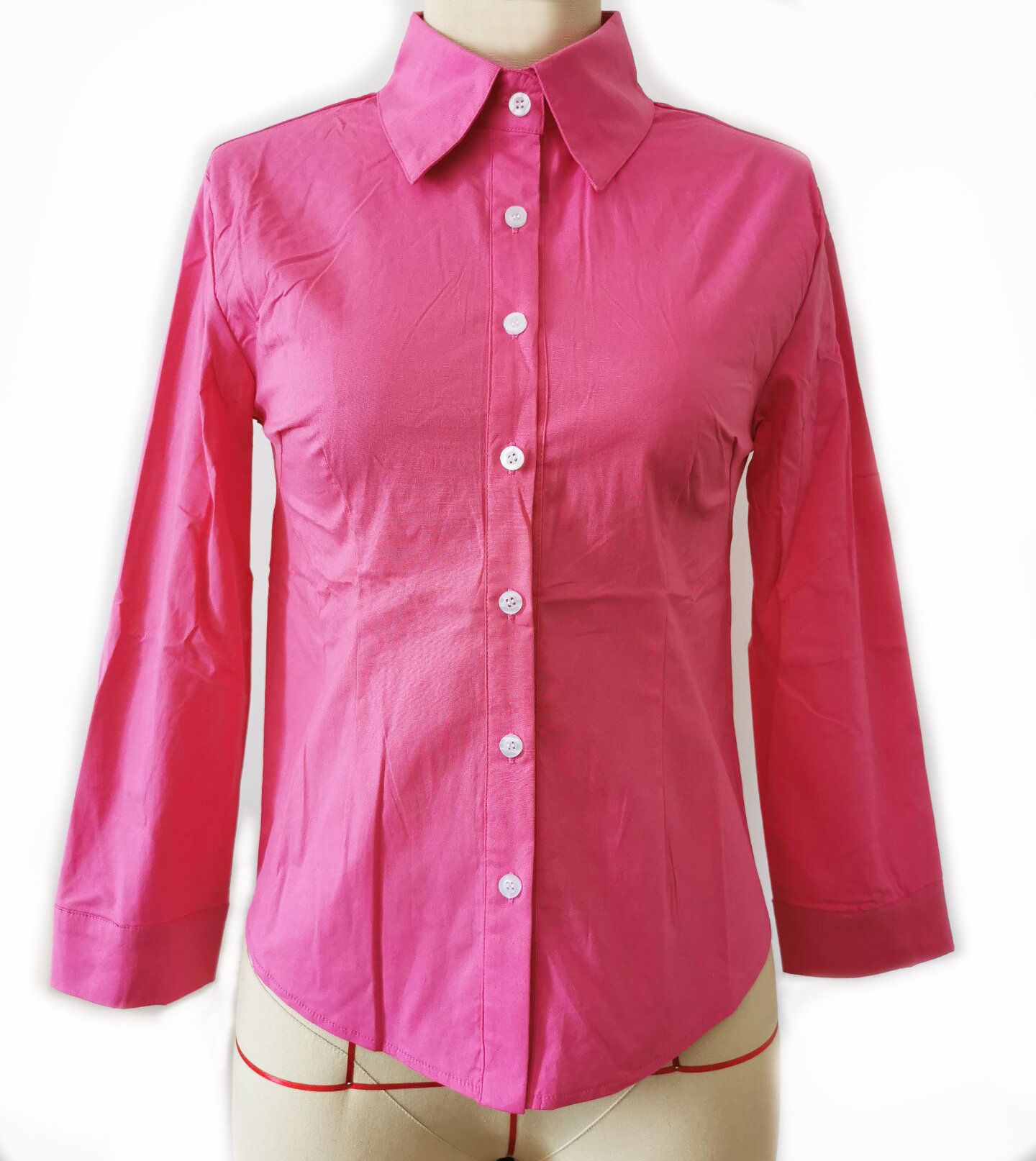 Janet's Office Girl Button Shirt - Hot Pink