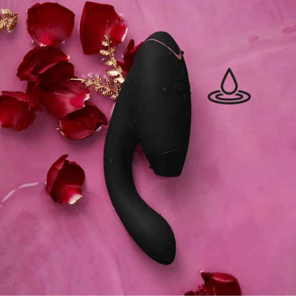 womanizer duo black dual stimulation clitoral stimulation g spot vibrations rabbit suction air pulse toy female pleasure orgasm