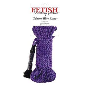 fetish fantasy pipedream deluxe silk rope purple Japanese shipari bondage bdsm restraints silky tied up hog tie