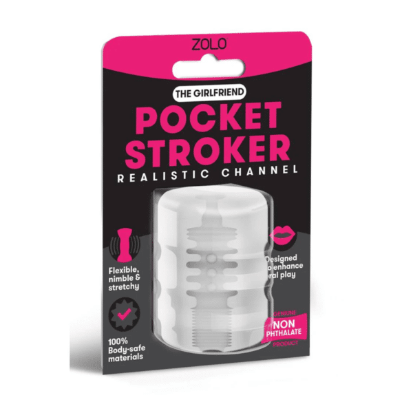 zolo girlfriend pocket stroker channel texture clear oral play handjob body safe flexible nimble stretchy easy use slippery lube enhance mal stimulation sex toy
