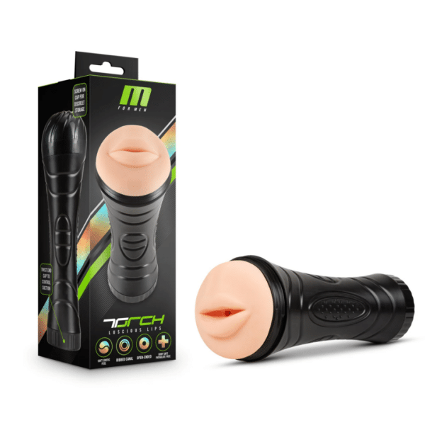 m for men the torch luscious lips masturbator stroker male sex toy mouth handheld stroker