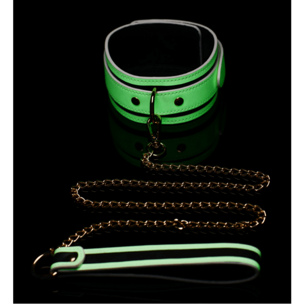 master series kink in the dark glow collar and leash green pet play bondage bdsm pet puppy dog submissive