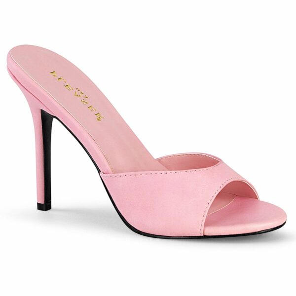 Pleaser Classique-01 Baby Pink 4" Heel Slide Sandal for Crossdressers up to size 16