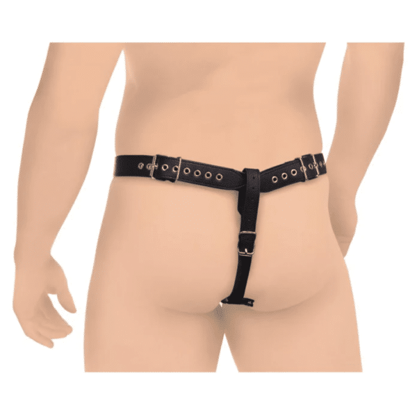 strict male chastity harness with anal plug buckle colsures black leather penis strap anal play butt stuff cbt chastity device adjustable penis straps