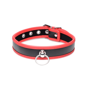 master series scarlet pet collar with o ring red and black leather sexy collar pet play submissive dominant kinky bdsm leash puppy play kitten sex toy accessory