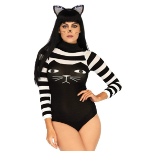 Leg Avenue 89204 Striped Cat Bodysuit DIY Cosplay Mime Kitty Drag