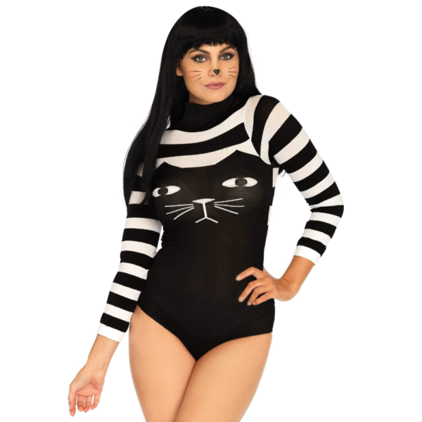 Leg Avenue 89204 Striped Cat Bodysuit DIY Cosplay Mime Kitty Drag