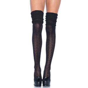 Leg Avenue Serena Pointless Crotchet Knee High Thigh High Socks for Crossdresser