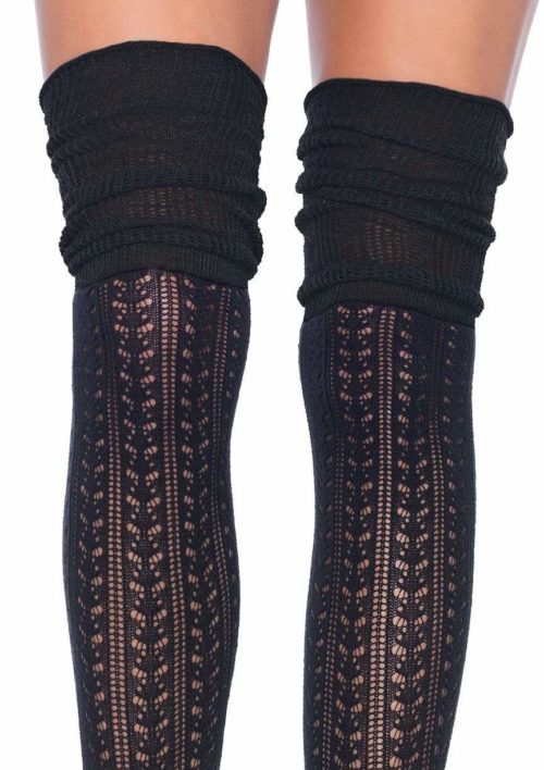 Leg Avenue Serena Pointless Crotchet Knee High Thigh High Socks for Crossdresser