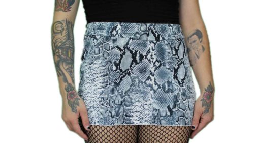 snake print snake skin stretchy mini skirt for crossdressers