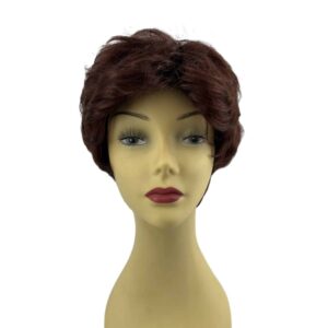 bette burgundy short mature wig perfect for crossdressers transgender women alopecia cancer crossplay cosplay beautiful razor cut layered tapered neck wig synthetic hair